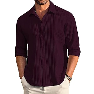 DEELMO Mens Button Down Dress Shirts Textured