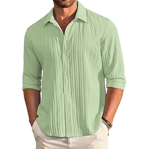 DEELMO Mens Button Down Dress Shirts Textured