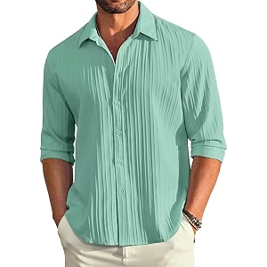 DEELMO Mens Button Down Dress Shirts Textured