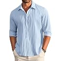 DEELMO Men39s Button Down Dress Shirts Textured