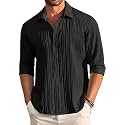 DEELMO Men39s Button Down Dress Shirts Textured