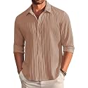 DEELMO Men39s Button Down Dress Shirts Textured