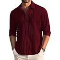 DEELMO Men39s Button Down Dress Shirts Textured