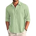 DEELMO Men39s Button Down Dress Shirts Textured