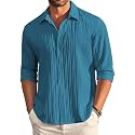 DEELMO Men39s Button Down Dress Shirts Textured