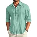 DEELMO Men39s Button Down Dress Shirts Textured