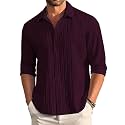 DEELMO Men39s Button Down Dress Shirts Textured