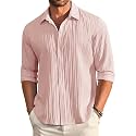 DEELMO Men39s Button Down Dress Shirts Textured
