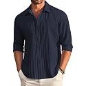 DEELMO Men39s Button Down Dress Shirts Textured