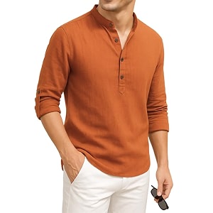 DEELMO Mens Cotton Blend Solid Regular Fit