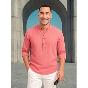 DEELMO Mens Cotton Blend Solid Regular Fit