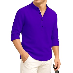 DEELMO Mens Cotton Blend Solid Regular Fit