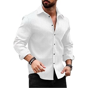 DEELMO Mens Regular Fit Button Down Dress