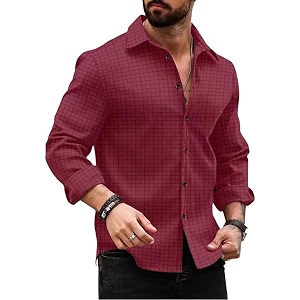 DEELMO Mens Regular Fit Button Down Dress