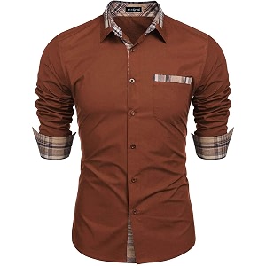 DEELMO Mens Solid Regular Fit Shirt