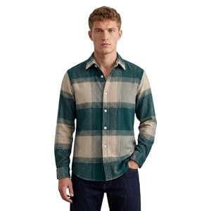 DEELMO Mens Cotton Blend Printed Checkered Casual