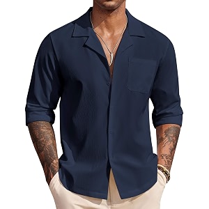 DEELMO Mens Casual Button Down Shirt Summer