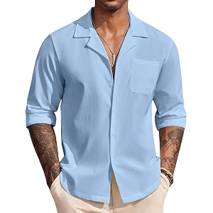 DEELMO Mens Casual Button Down Shirt Summer