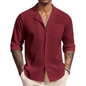 DEELMO Mens Casual Button Down Shirt Summer