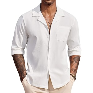 DEELMO Mens Casual Button Down Shirt Summer