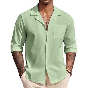 DEELMO Mens Casual Button Down Shirt Summer