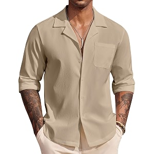 DEELMO Mens Casual Button Down Shirt Summer