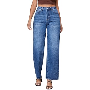 DEELMO Womens Wide Leg Denim Jeans High