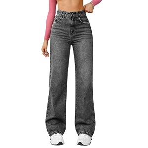 DEELMO Womens Wide Leg Denim Jeans High