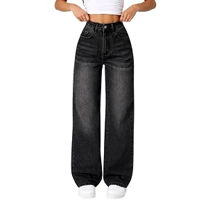 DEELMO Womens Wide Leg Denim Jeans High