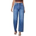 DEELMO Womens Wide Leg Denim Jeans High