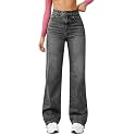 DEELMO Womens Wide Leg Denim Jeans High