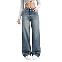 DEELMO Womens Wide Leg Denim Jeans High