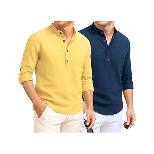 DEEMOON Combo of Mens Cotton Blend Solid