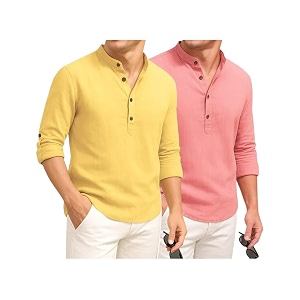 DEEMOON Combo of Mens Cotton Blend Solid