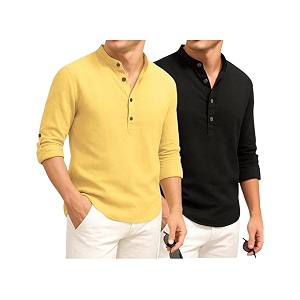 DEEMOON Combo of Mens Cotton Blend Solid