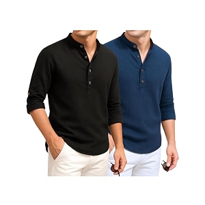 DEEMOON Combo of Mens Cotton Blend Solid