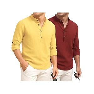 DEEMOON Combo of Mens Cotton Blend Solid