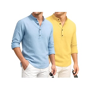 DEEMOON Combo of Mens Cotton Blend Solid