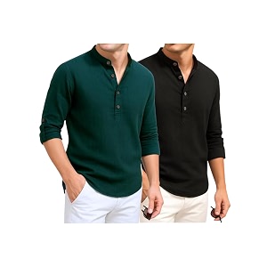 DEEMOON Combo of Mens Cotton Blend Solid