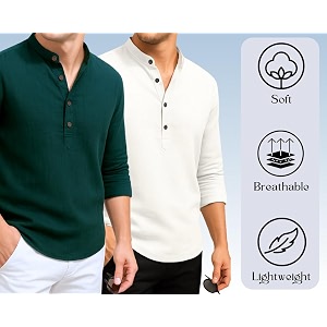 DEEMOON Combo of Mens Cotton Blend Solid