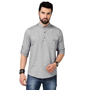 DEEMOON Mens Cotton Blend Full Sleeve Short