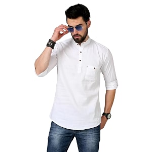 DEEMOON Mens Cotton Blend Full Sleeve Short