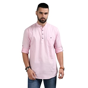 DEEMOON Mens Cotton Blend Full Sleeve Short