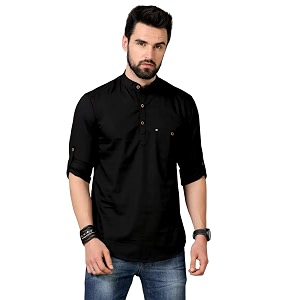 DEEMOON Mens Cotton Blend Full Sleeve Short