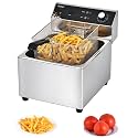 Deep Fryer with Basket, 1700w 19.7Qt Oil Tank/ 8.8Qt Basket, 0.6mm Thickened Stainless Steel Countertop Electric Fryer for Home and Commercial Use, Oil Fryer with Double Overheat Protection