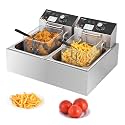Deep Fryer with Basket Stainless Steel Countertop Electric Fryer for Home and Commercial Use, Oil Fryer with Temperature Control and Double Overheat Protection (12L)