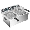 WaterElfo Deep Fryer Commercial Deep Fryers With Basket13Lx2 13.7Qt x 2 Thicken With Precise Temperature Control Timer Double Deep Fryer With 2 Baskets1800Wattsx2 120V Countertop Fryer Restaurant