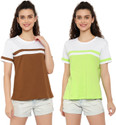 DEEPMAYRA COLLECTION Pack of 2 Women Colorblock Round Neck Cotton Blend Multicolor T-Shirt