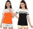 DEEPMAYRA COLLECTION Pack of 2 Women Colorblock Round Neck Cotton Blend Multicolor T-Shirt