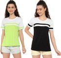 DEEPMAYRA COLLECTION Pack of 2 Women Colorblock Round Neck Cotton Blend Multicolor T-Shirt